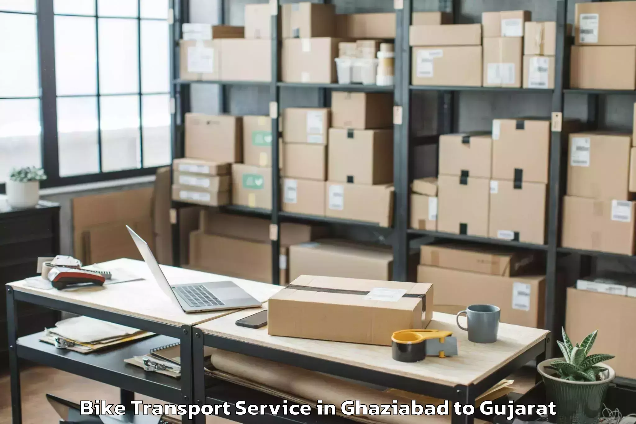 Top Ghaziabad to Balasinor Bike Transport Available